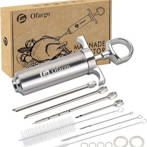 Stainless Steel Meat Injector Kit Turkey Injection Marinade Injection Brand New